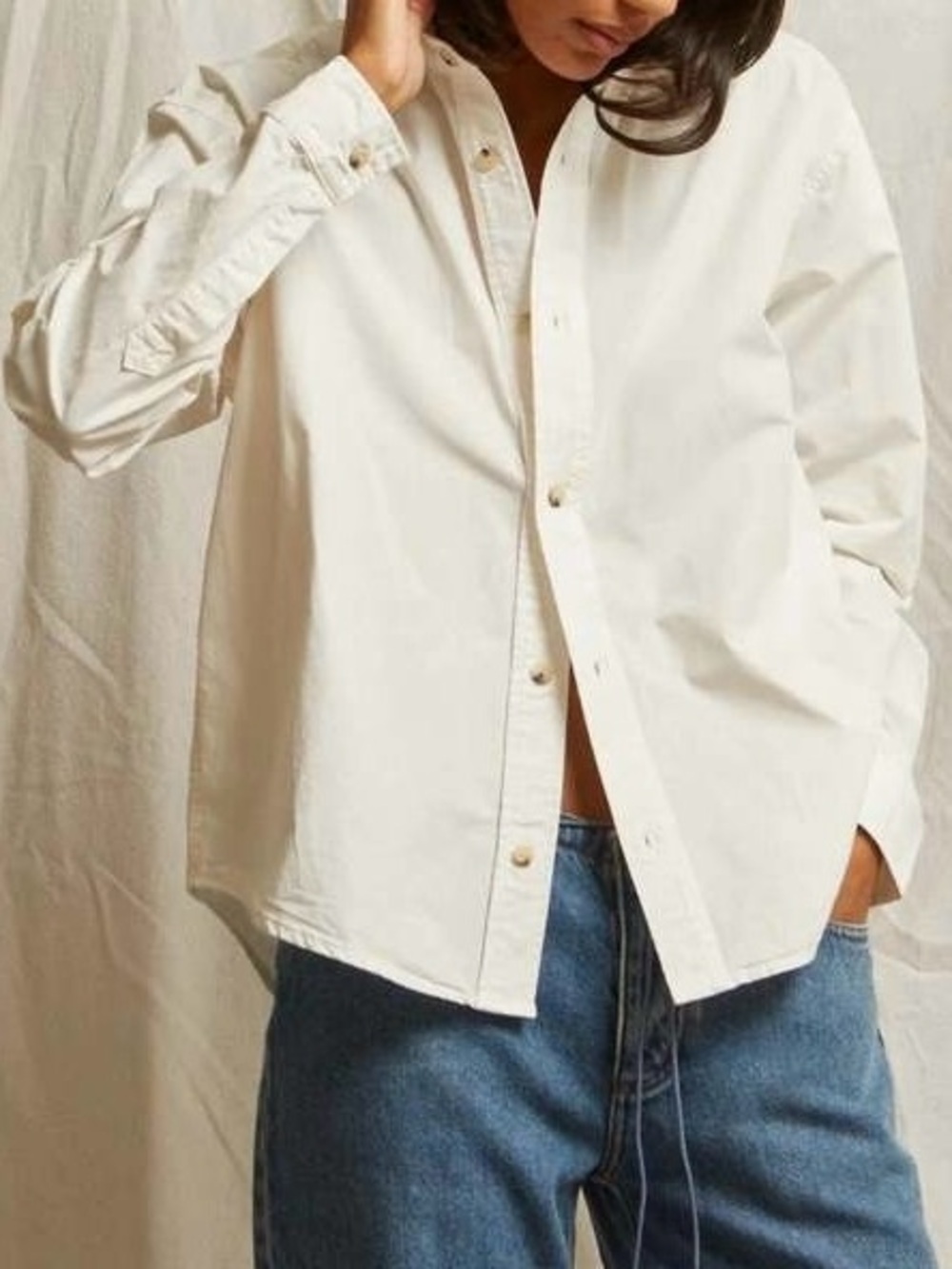 PERFECTWHITETEE JAMES BUTTON DOWN SHIRT - BRIGHT IVORY - Picture 5 of 6